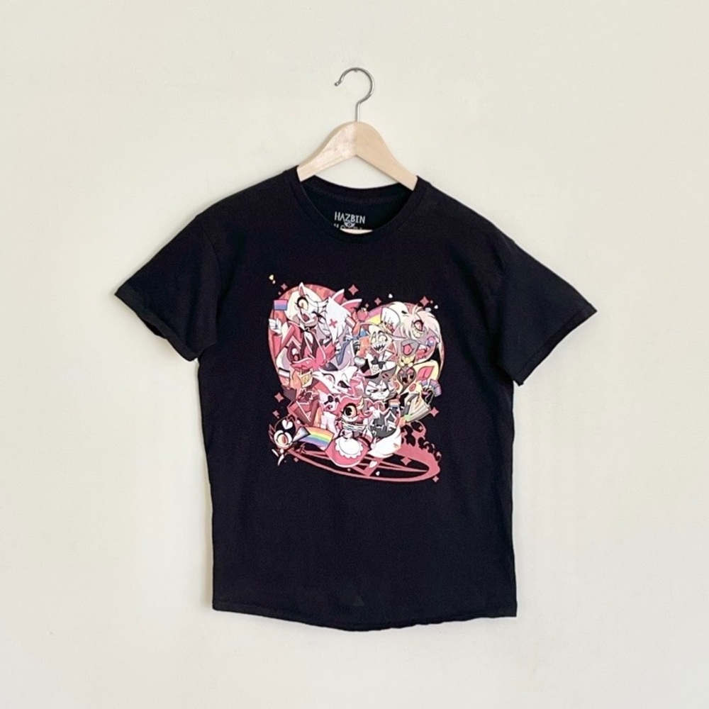 Hazbin Hotel Pride Heart Graphic Black T Shirt Adult size Small